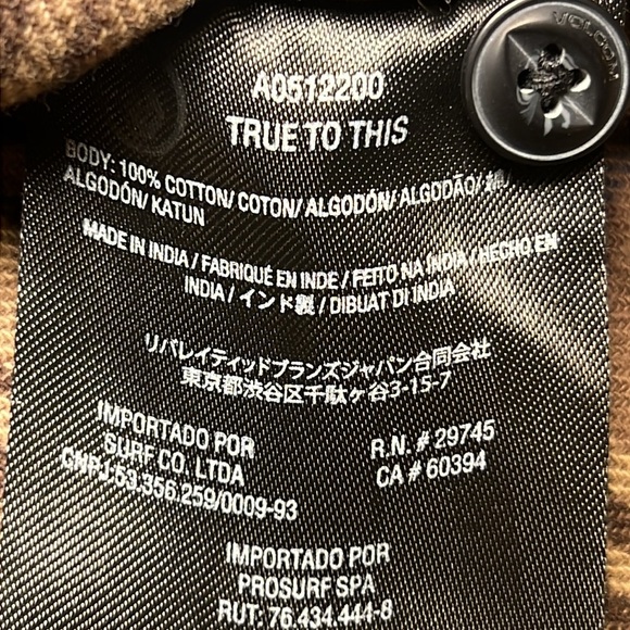 Volcom Tan Plaid  Heavy Flannel Shirt m.  Size Small - Picture 4 of 9